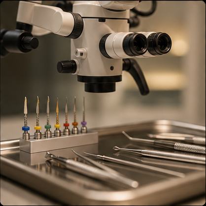 Dental microscope and endodontic instruments